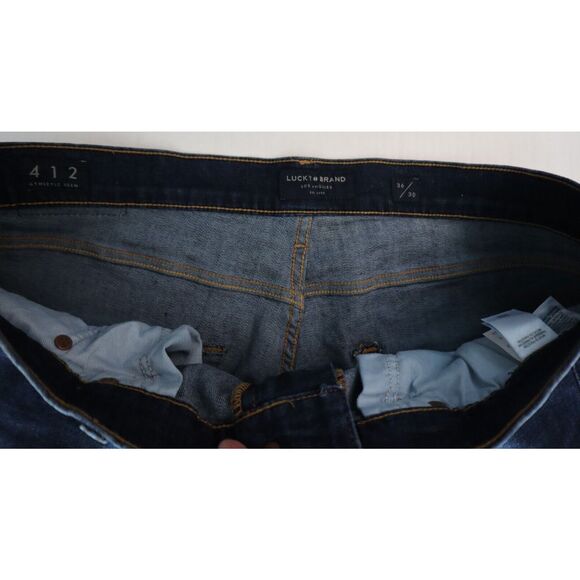 Lucky Brand 7MP10522 Men's Sz 36x30 Dark Blue 412 Athletic Slim Fit Denim Jeans - Picture 3 of 10